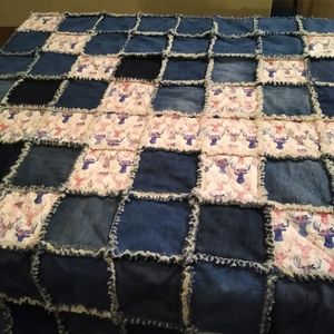 Denim and Deer Rag Quilt Throw